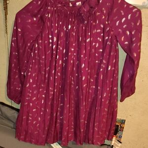 Burgundy Long Sleeve Dress with Silver Accents